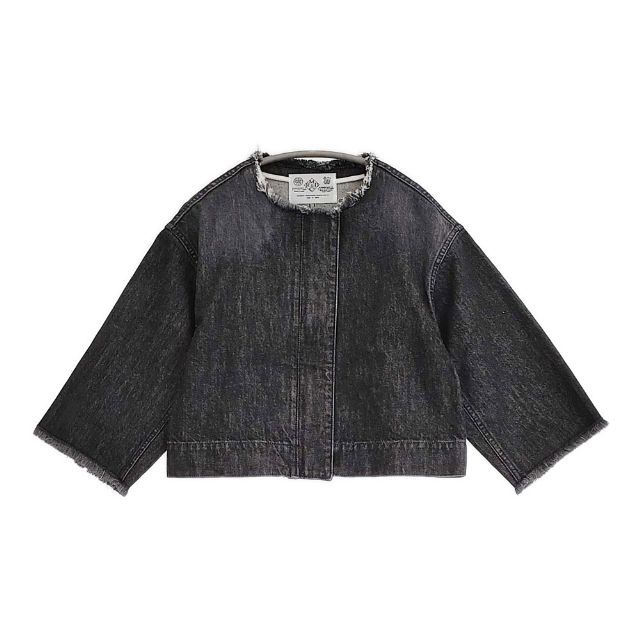 R&D.M.Co- CUT OFF DENIM JAKET 定価53900円 カットオフ デニムジャケット ブラック レディース オールドマンズテーラー【中古】6-0518M∞
