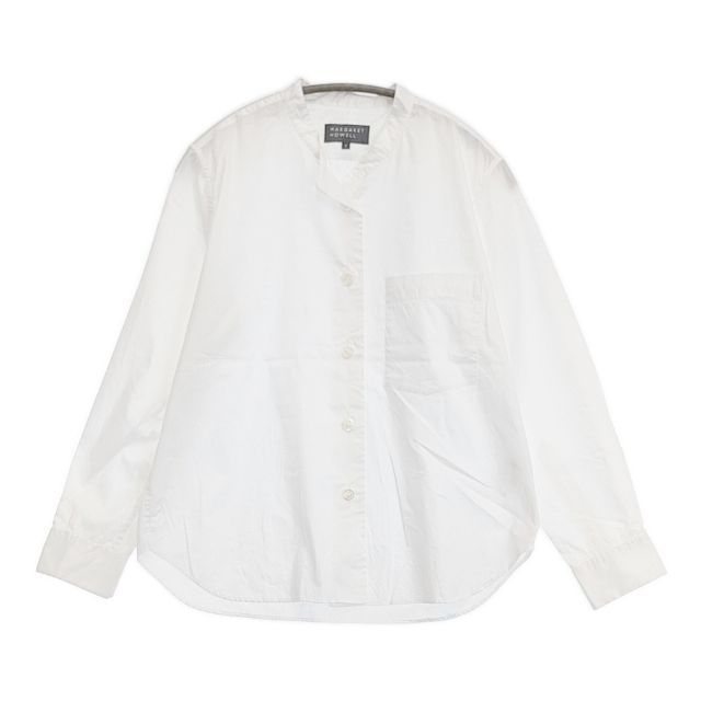 MARGARET HOWELL 578-4253100 バンドカラー コットン 長袖シャツ 24AW ホワイト レディース マーガレットハウエル【中古】6-0518M∞