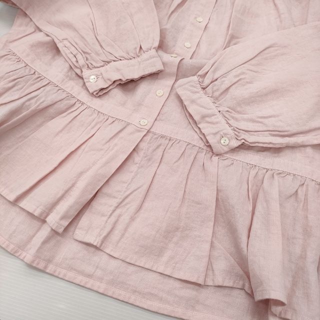 nest Robe/UpcycleLino 未使用 天然染め切替ギャザ ーブラウス 定価