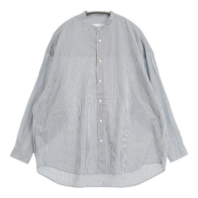 Graphpaper GL223-50240B ブロードストライプ バンドカラーシャツ Broad Stripe L/S Oversized Band Collar Shirt 長袖シャツ ホワイト ブルー レディース グラフペーパー【中古】6-0518M∞