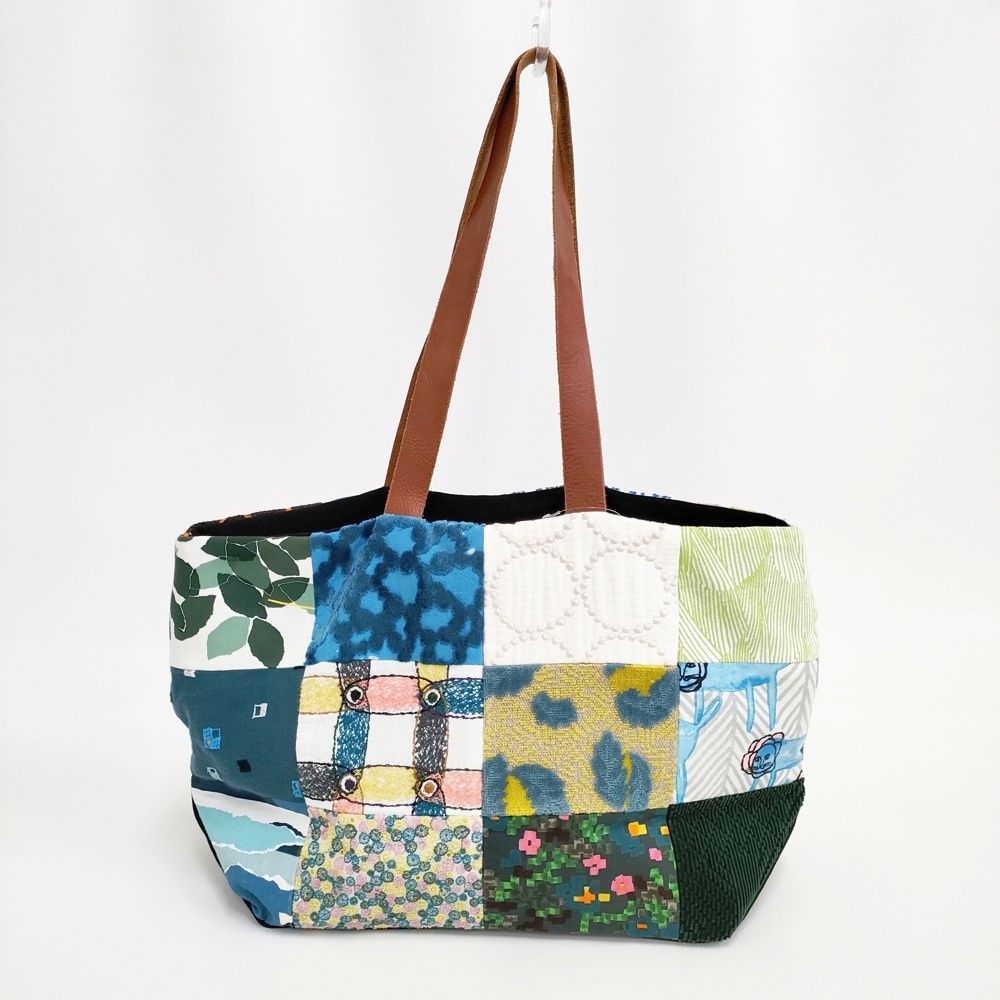 ミナペルホネン　全面パッチワーク　籐の持ち手バッグ mina perhonen piece bag os9009 パッチワーク ピースバッグ トート