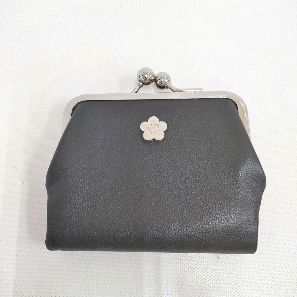 MARY QUANT フレンチシームガマ口ウォレット 定価19250円 二つ折り財布 クロ レディース マリークヮント【中古】6-0518G◎