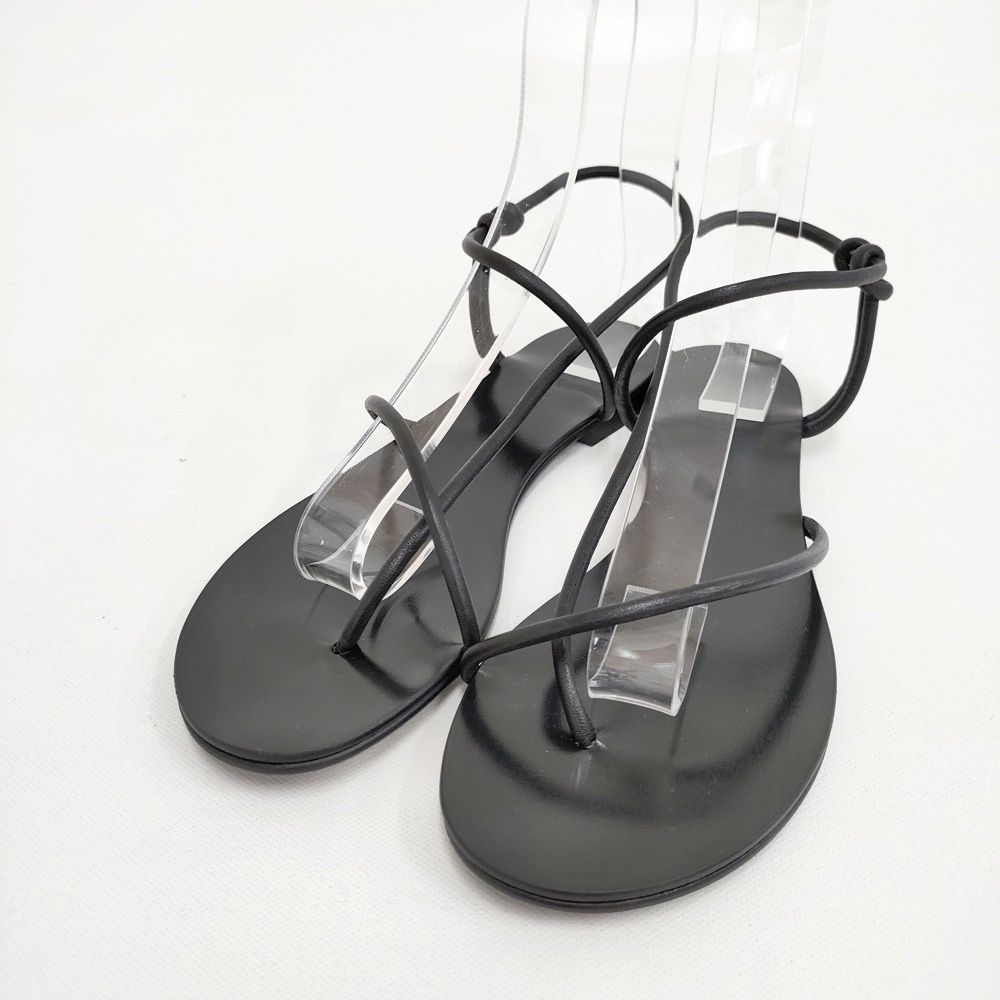 LAOCOONTE ラオコンテ アンクルストラップ 37サイズ スペイン製 フラット サンダル ブラック レディース【中古】6-0518S◎