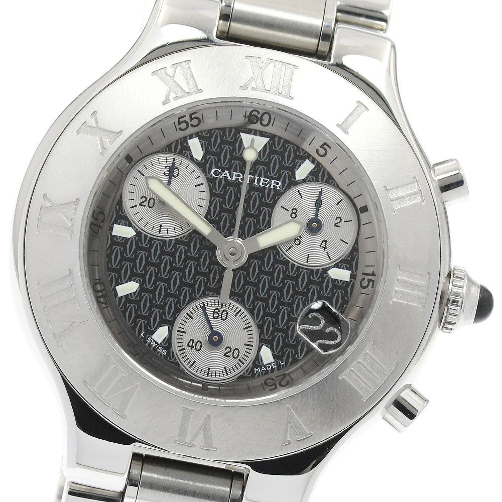 カルティエ CARTIER W10172T2 クロノスカフ デイト クォーツ メンズ 良品 _961534