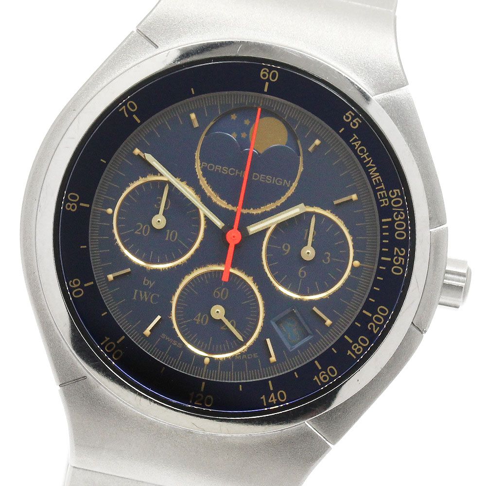 ポルシェデザイン Porsche Design IW374501 by IWC ムーンフェイズ クロノグラフ クォーツ メンズ 保証書付き_962222