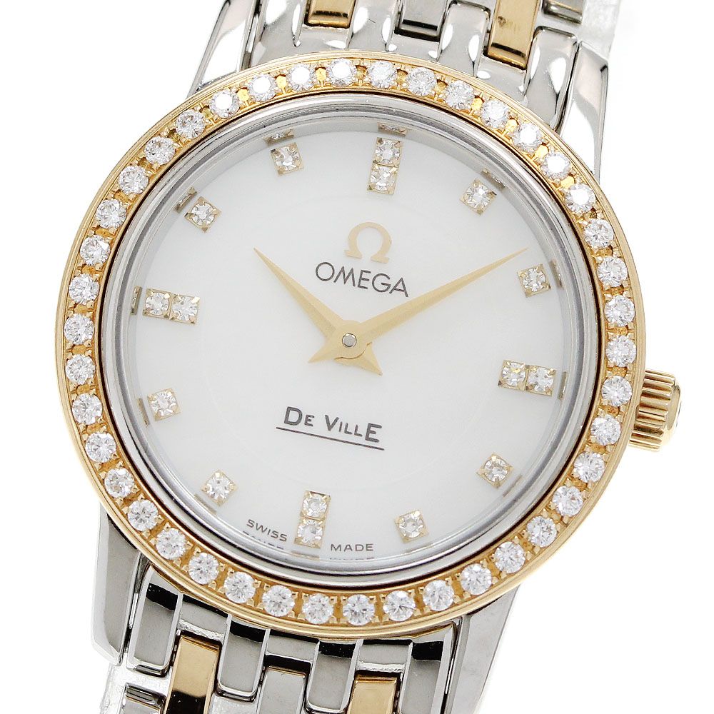 オメガ OMEGA 4375.75 デビル プレステージ 16Pダイヤベゼル クォーツ レディース 良品 _962074