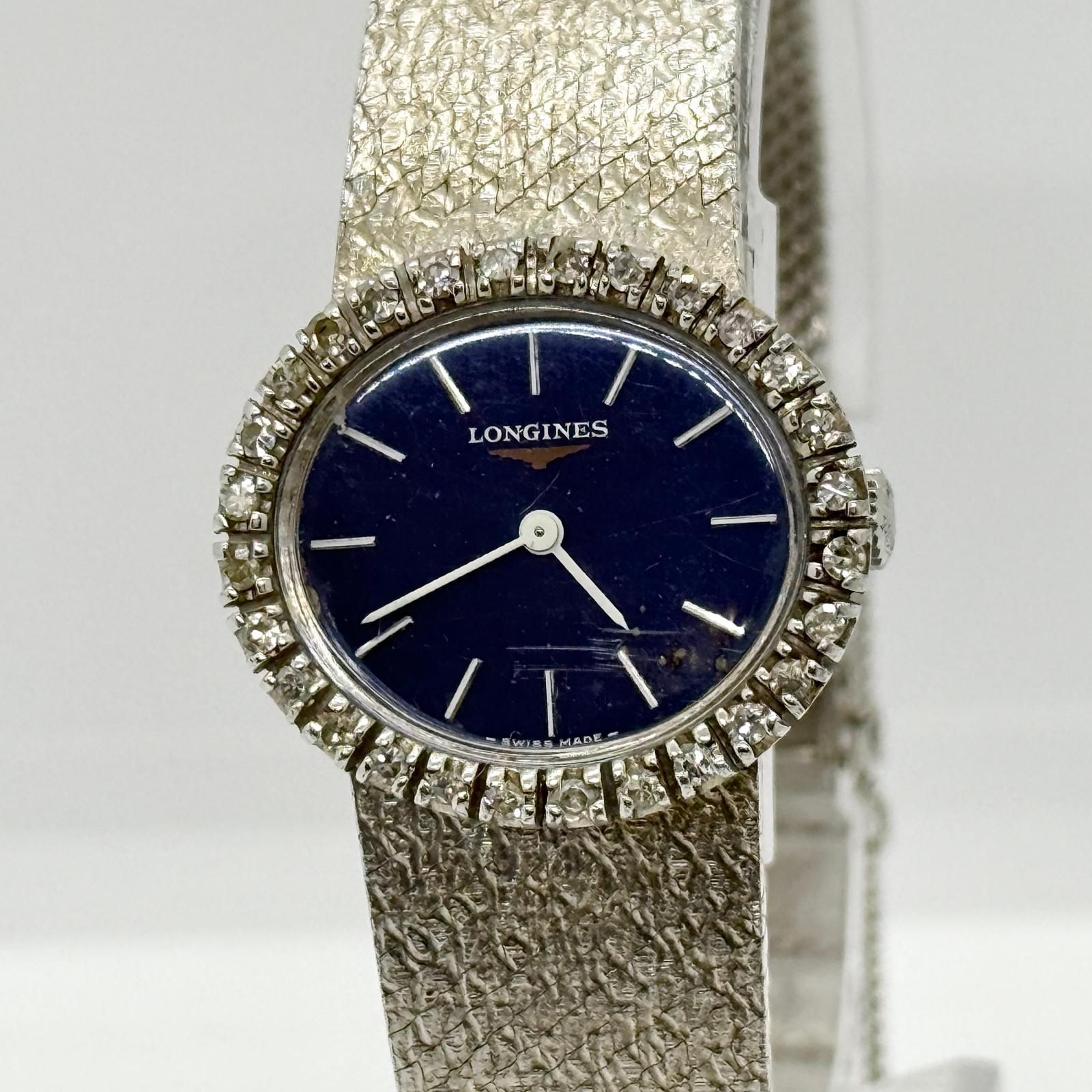 LONGINES ロンジン ブルー 手巻き レディース ダイヤベゼル 青文字盤 腕時計 稼働品 17496981
