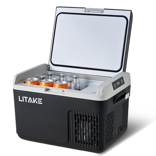 Litake(リテーク) 車載冷蔵庫 12L ポータブル冷蔵庫 急速冷凍 -20℃?20℃ 45W省エネ 静音 3WAY電源対応 DC12V/24V AC100V 車載冷蔵冷凍庫 車載家庭両用 トラック 車中泊 キャンプ アウトドア 現場 ブ f23e7488