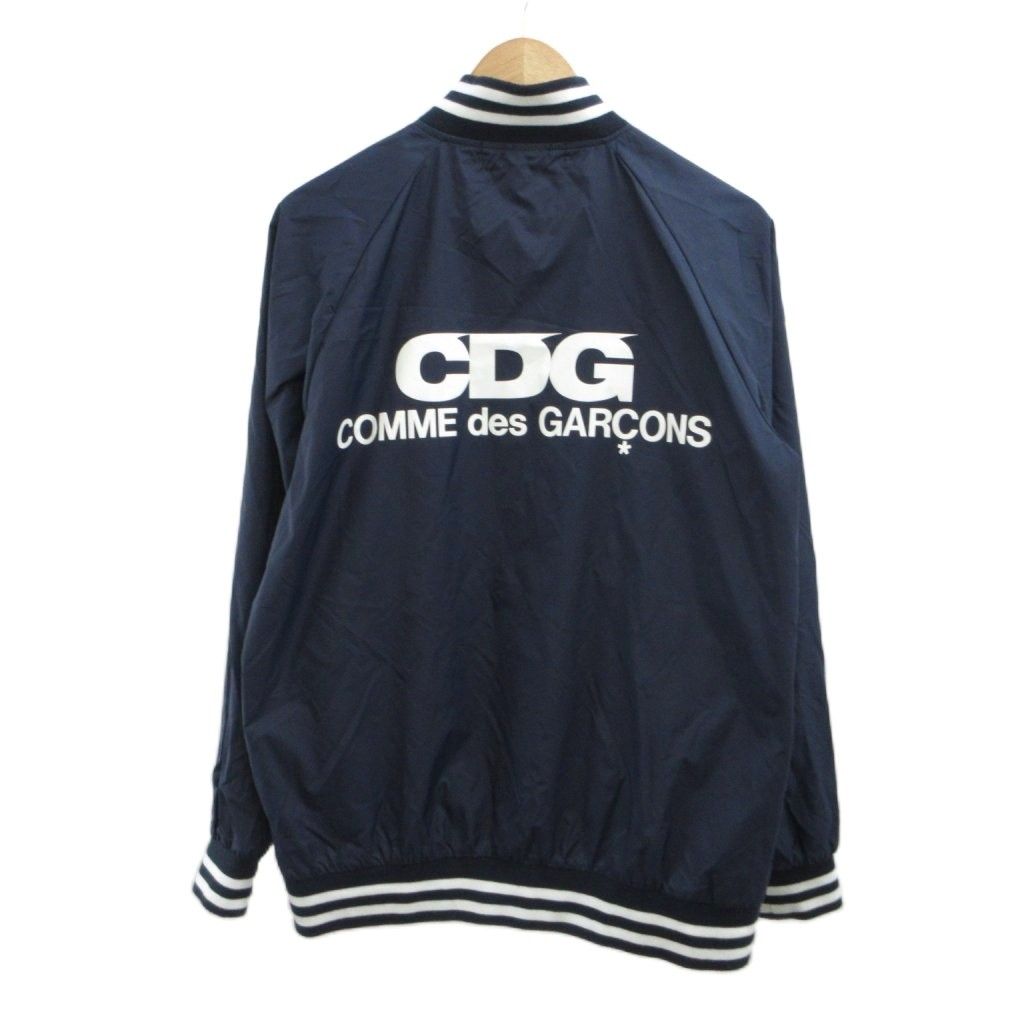 コムデギャルソン COMME des GARCONS CDG スタジャン ジャケット ブルゾン 上着 L 紺 ネイビー 長袖 リブ襟 /YU ■GY62