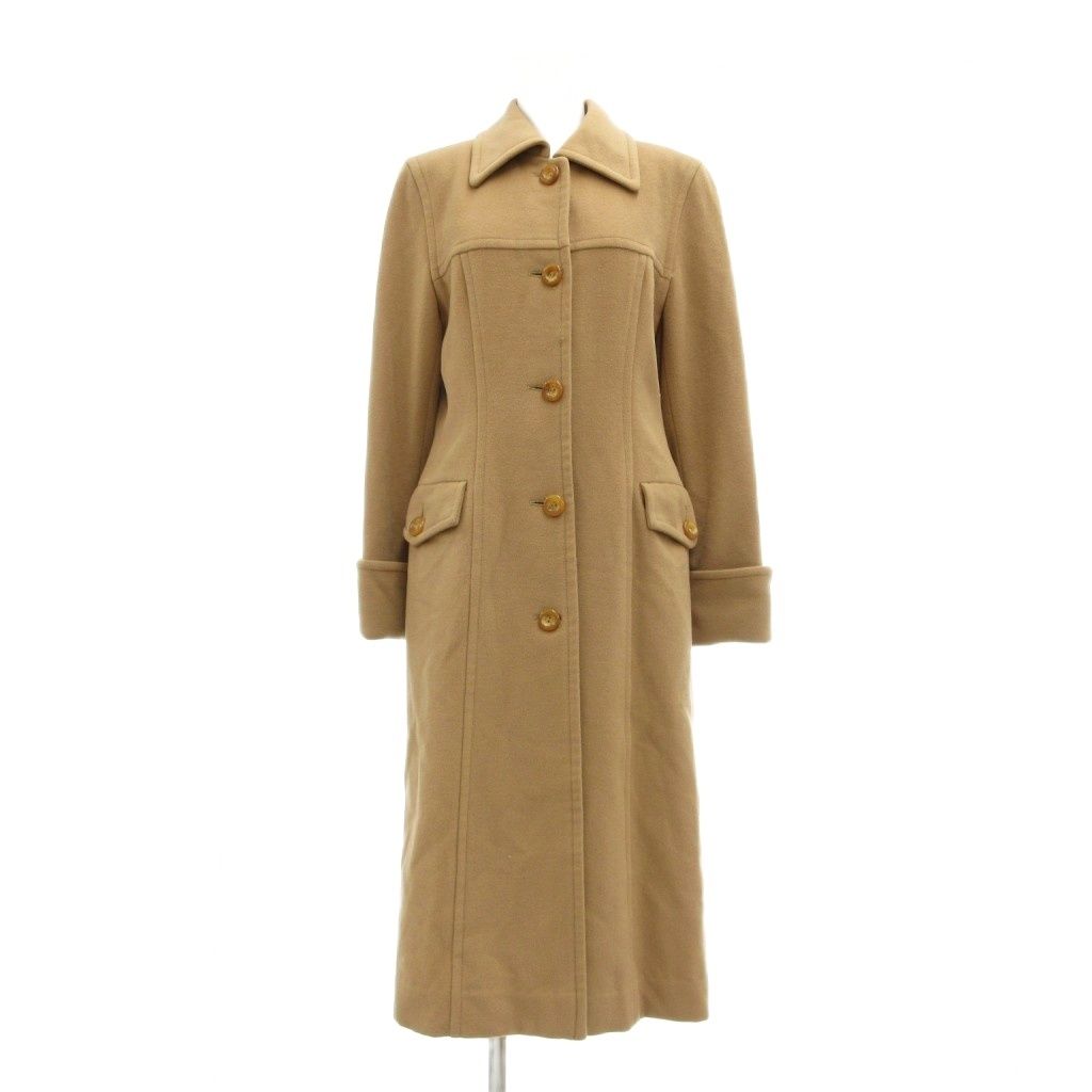 バーバリーブルーレーベル BURBERRY BLUE LABEL 美品 ステンカラーコート ウール 38 茶色 ブラウン 無地 レギュラーカラー 長袖 /MG ■ECD004