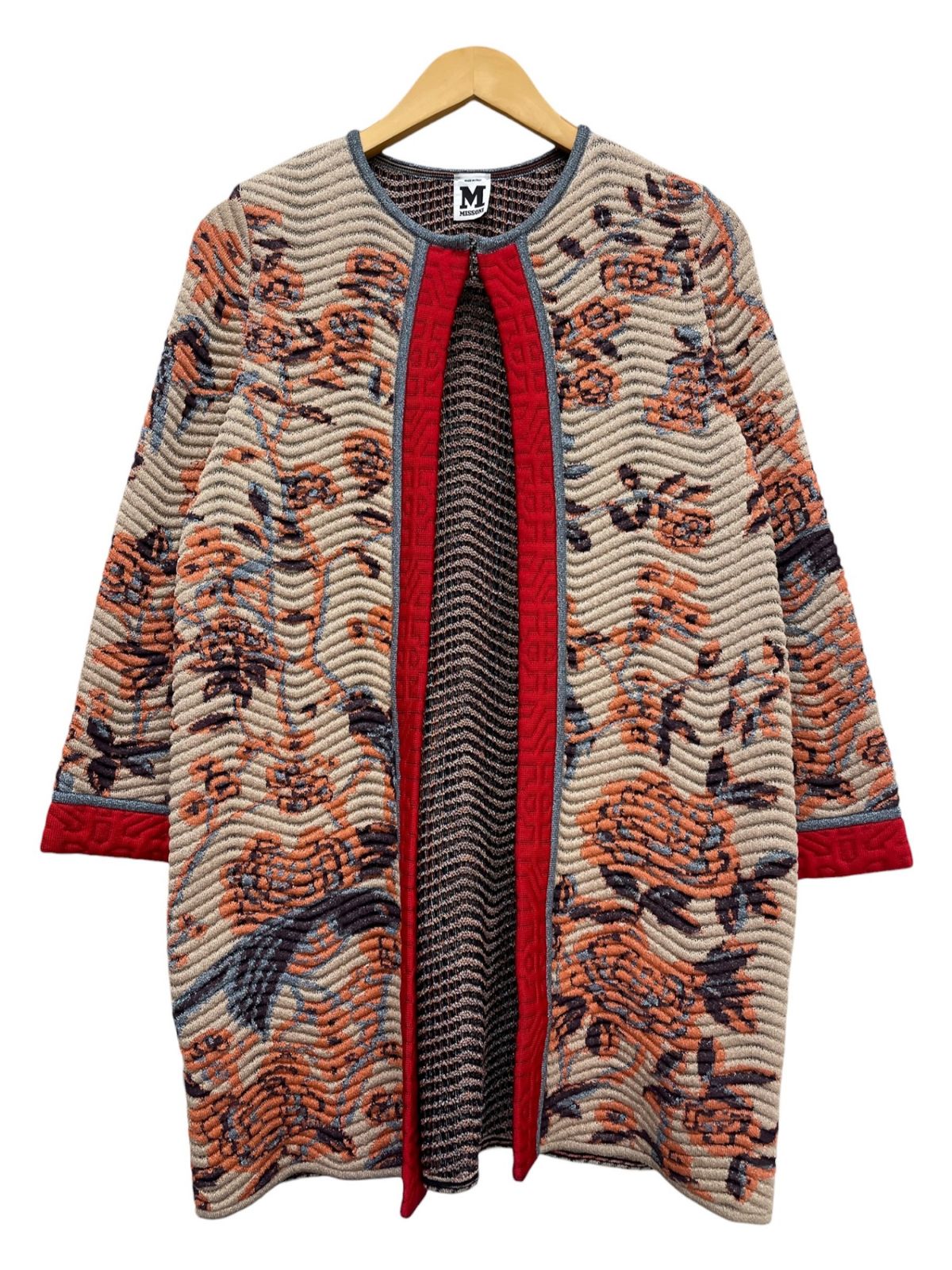 MISSONI (ミッソーニ) イタリア製 花柄 総柄 ロングカーディガン ニットコート 40 マルチカラー レディース/028