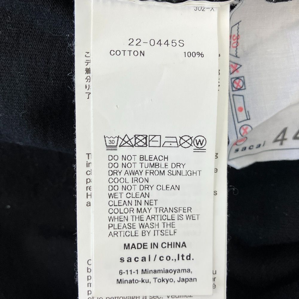 良品 sacai サカイ バックプリント レイヤード ロングスリーブ Tシャツ