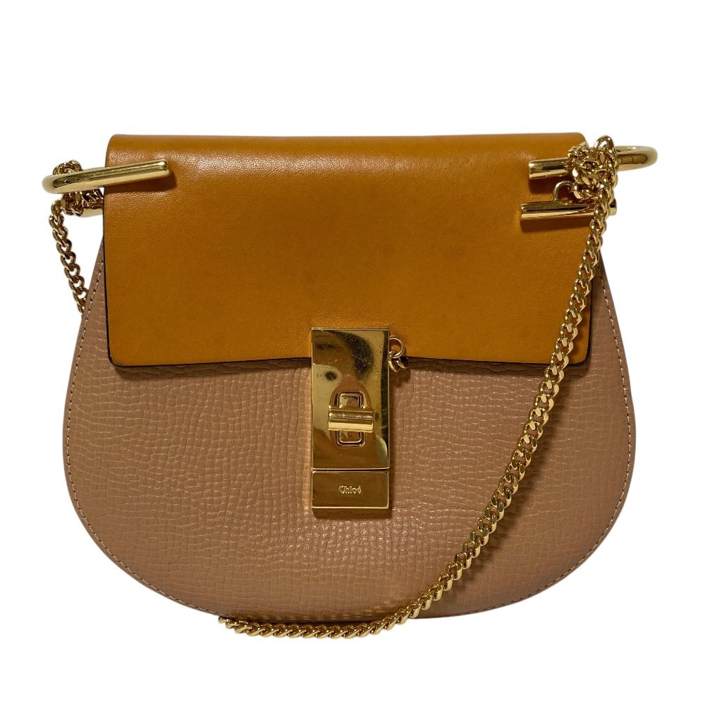 美品 Chloe クロエ ドリュー チェーンショルダーバッグ ベージュ レディース 古着 中古 USED