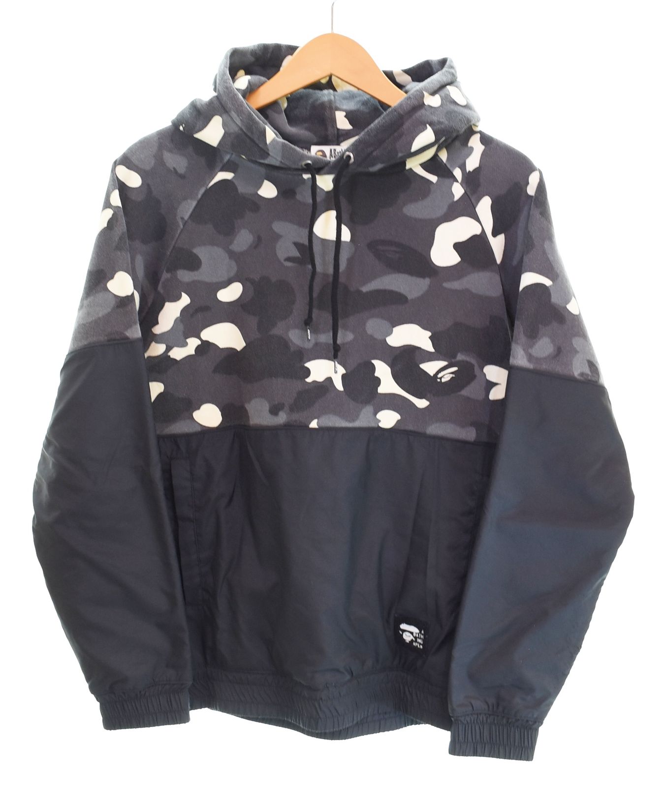 アベイシングエイプ A BATHING APE BAPE City Camo Pullover Hoodie シティカモ プルオーバー パーカー サイドジップ 迷彩 異素材 S パーカ ブラック Sサイズ 103MT-4665