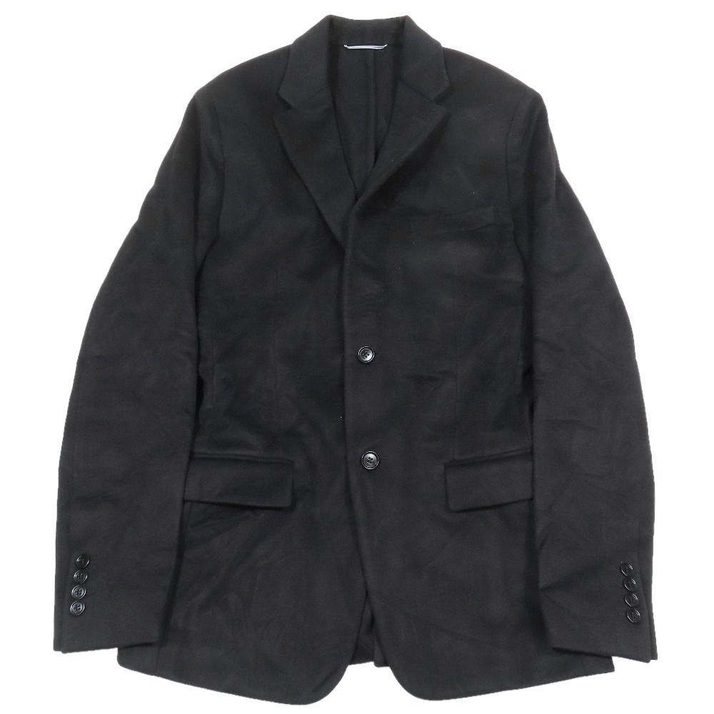 美品 DIOR ディオール カシミヤ100％ メルトン テーラード ジャケット ブレザー 無地 46 黒 ブラック メンズ 古着 中古 USED