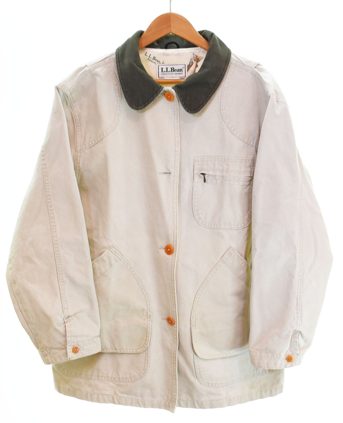 エルエルビーン L.L.Bean 80s Duck Hunting Jacket ダック地 ハンティングジャケット 裏地総柄 切替コーデュロイ - ジャケット ベージュ 103MT-4656
