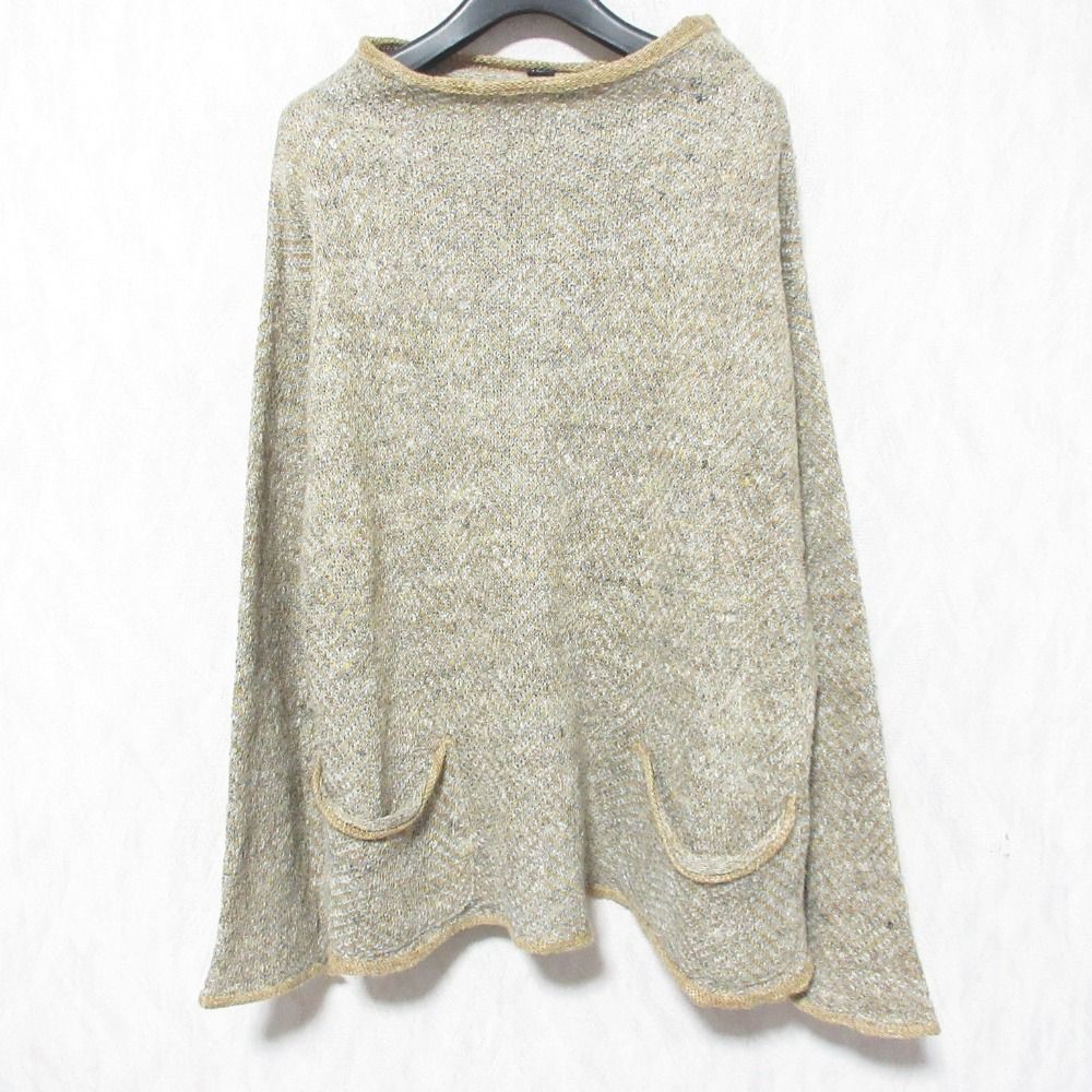 美品 45R フォーティファイブアール ボトルネック リネンニット セーター 5028061 2 ベージュ レディース 古着 中古 USED