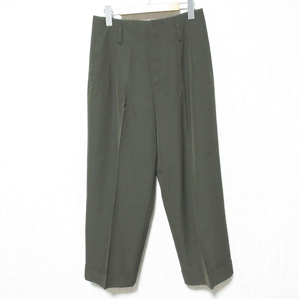 美品 MARGARET HOWELL マーガレットハウエル COMPACT COTTON WOOL トラウザーパンツ 578-1243001 3 グリーン レディース 古着 中古 USED