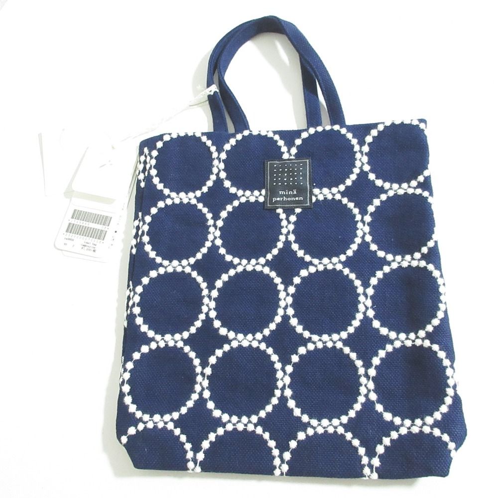 新品同様 mina perhonen ミナペルホネン toast bag tambourine タンバリン トーストバッグ ミニトートバッグ ya9869 ネイビー レディース 古着 中古 USED
