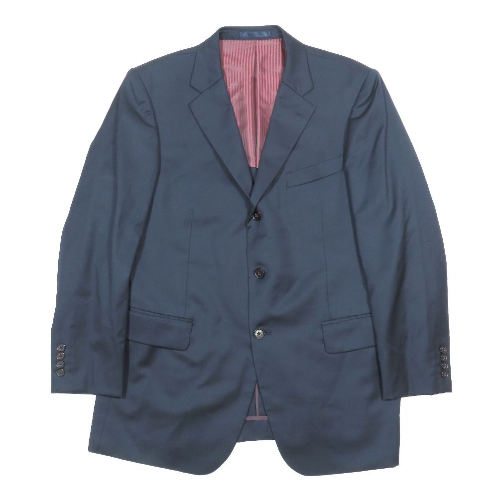 美品 Loro Piana ロロピアーナ super 130's テーラードジャケット ブレザー ウール 背抜き 3B サイドベンツ スーツ ネイビー メンズ 古着 中古 USED