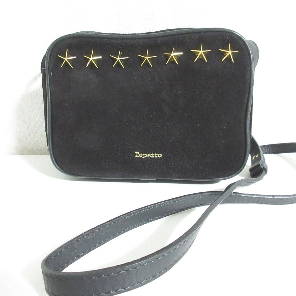 美品 repetto レペット Adage Small bag スエード スタースタッズ ショルダーバッグ ブラック レディース 古着 中古 USED