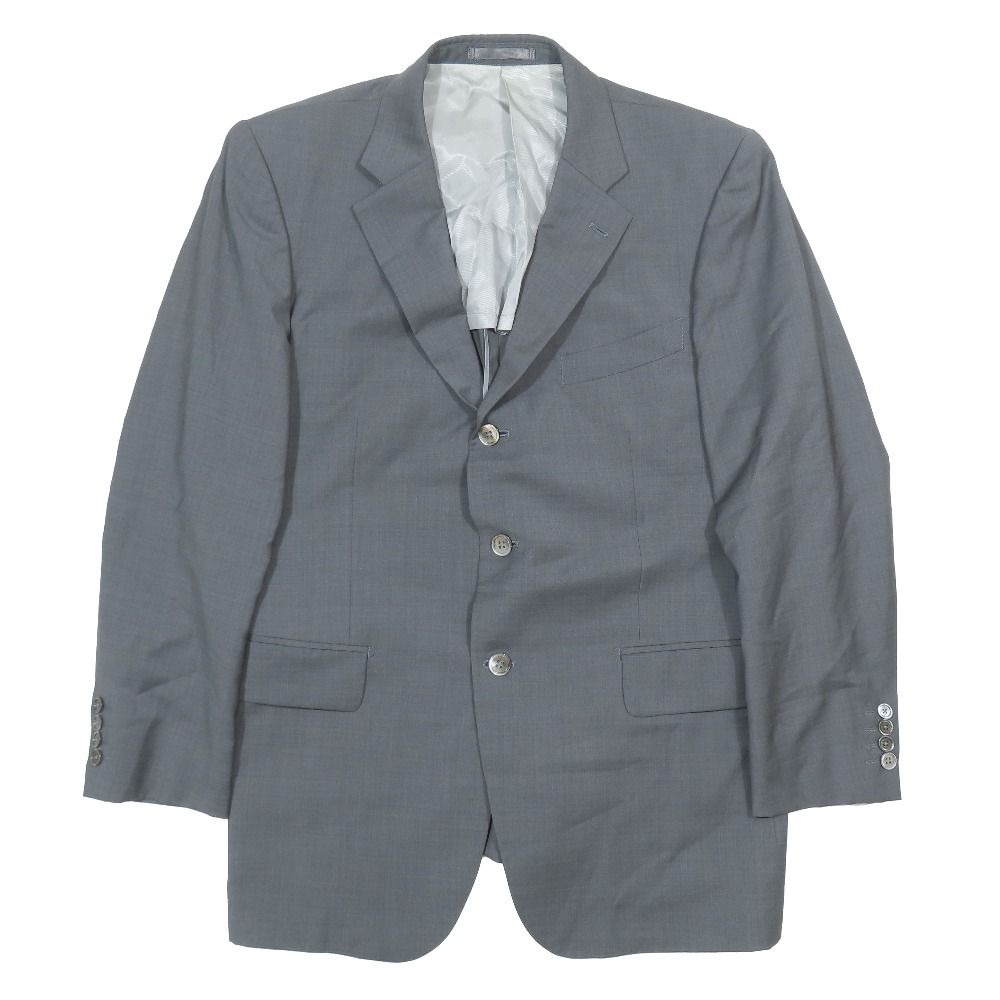 良品 Ermenegildo Zegna エルメネジルド ゼニア ウール テーラードジャケット ブレザー 背抜き 3B サイドベンツ スーツ グレー メンズ 古着 中古 USED