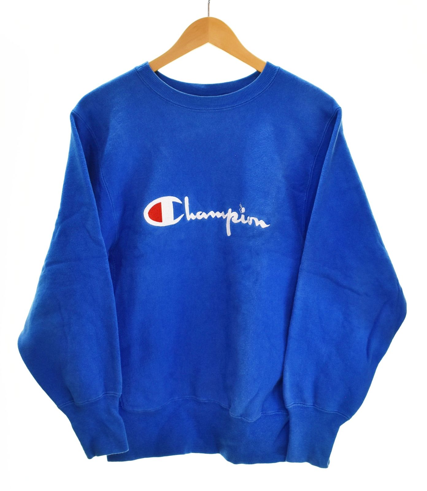 チャンピオン Champion 90s USA製 REVERSE WEAVE SWEAT リバースウィーブ スウェット ロゴ刺繍 裏起毛 M スウェット ブルー Mサイズ 103MT-4674