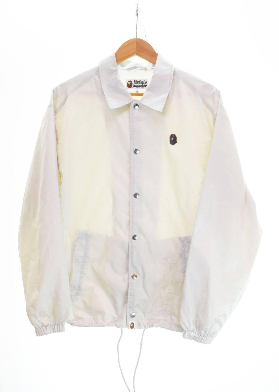 アベイシングエイプ A BATHING APE BAPE LOGO COACH JACKET Windbreaker コーチジャケット 001LJK801314M ジャケット シルバー Mサイズ 103MT-4650