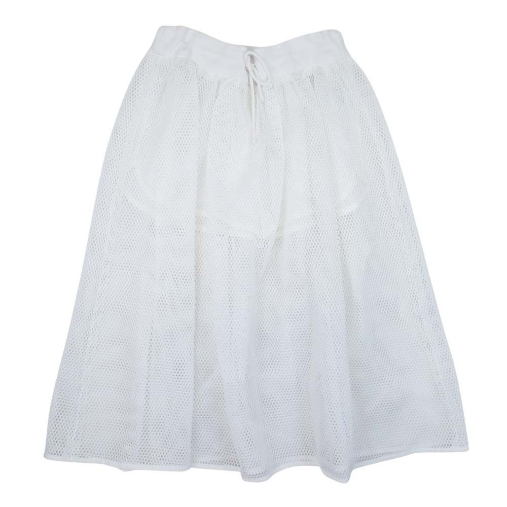 新品同様 Christian Dior クリスチャンディオール 21ss メッシュ素材 ミモレスカート フレアシルエット ペチコート付き 38 ホワイト レディース 古着 中古 USED