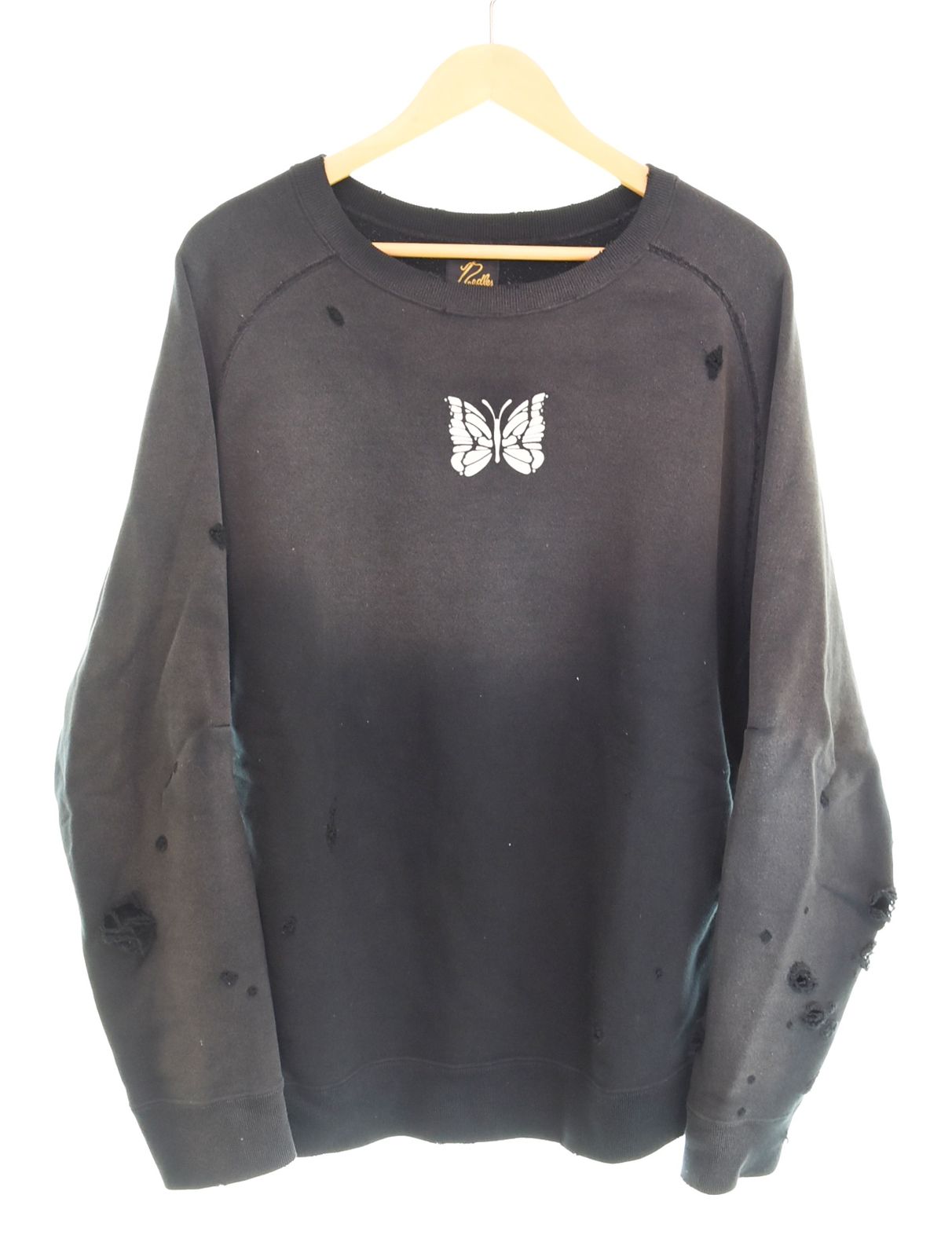 ニードルス Needles Deconstructed Sweat Shirt デコンストラクテッド スウェット シャツ コットンフレンチテリー ヴィンテージ加工 RW336 M スウェット ブラック Mサイズ 103MT-4617
