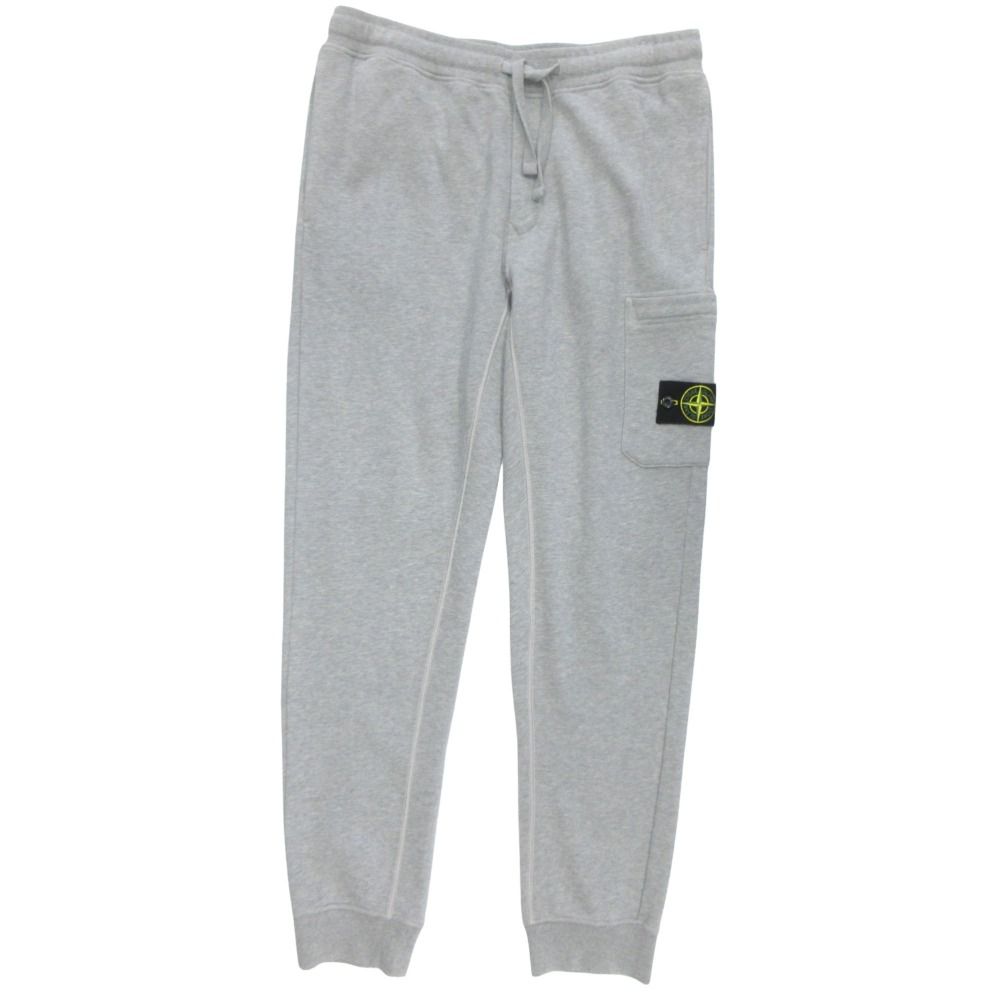 美品 STONE ISLAND ストーンアイランド オーガニックメランジコットンフリース スウェット ジョガーパンツ ボトムス ロゴ Lグレー メンズ 古着 中古 USED
