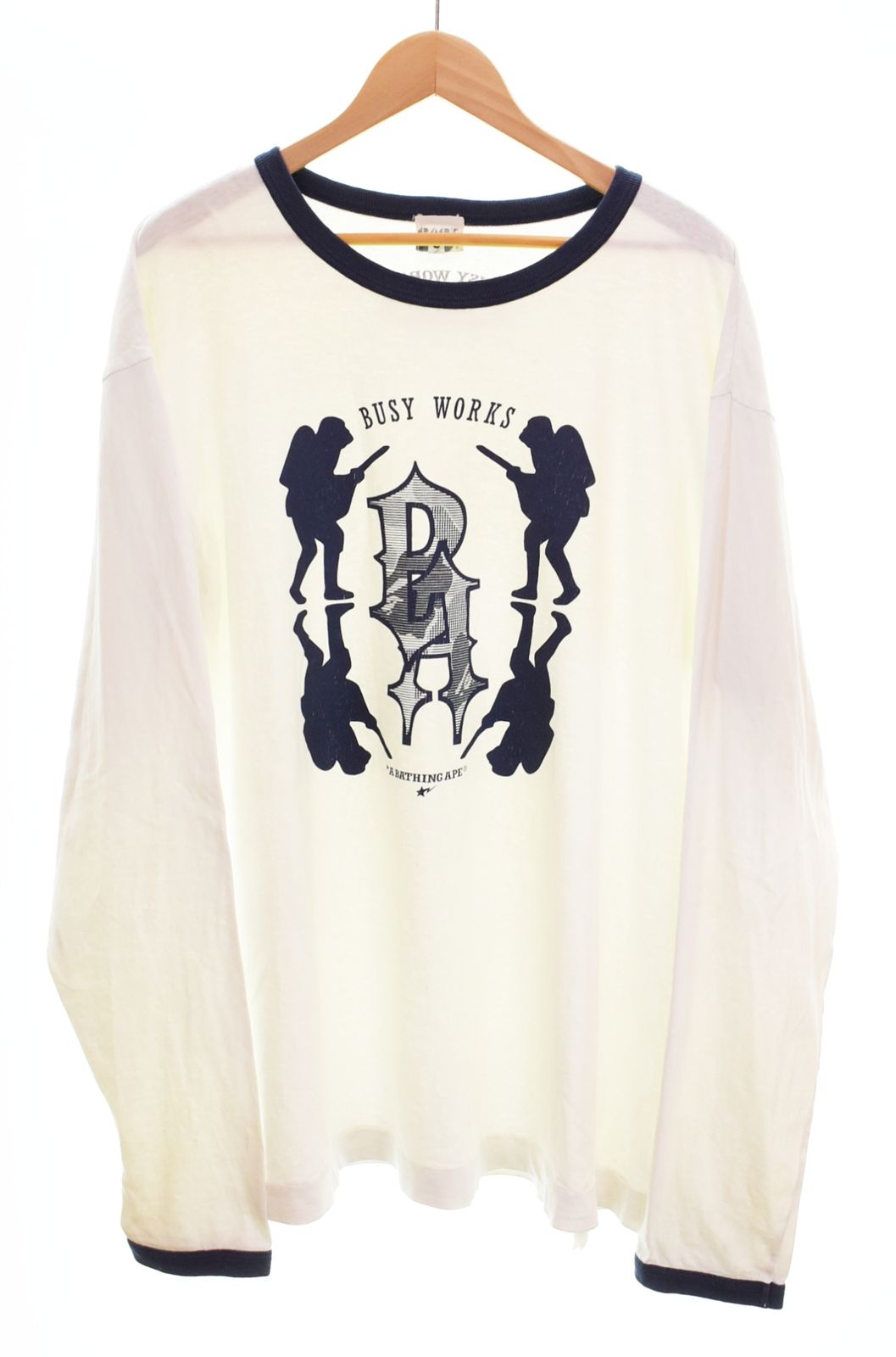 アベイシングエイプ A BATHING APE 00s Long Sleeve Tee ロンT 長袖 シングルステッチ プリント XL ロンT ホワイト LLサイズ 103MT-4686