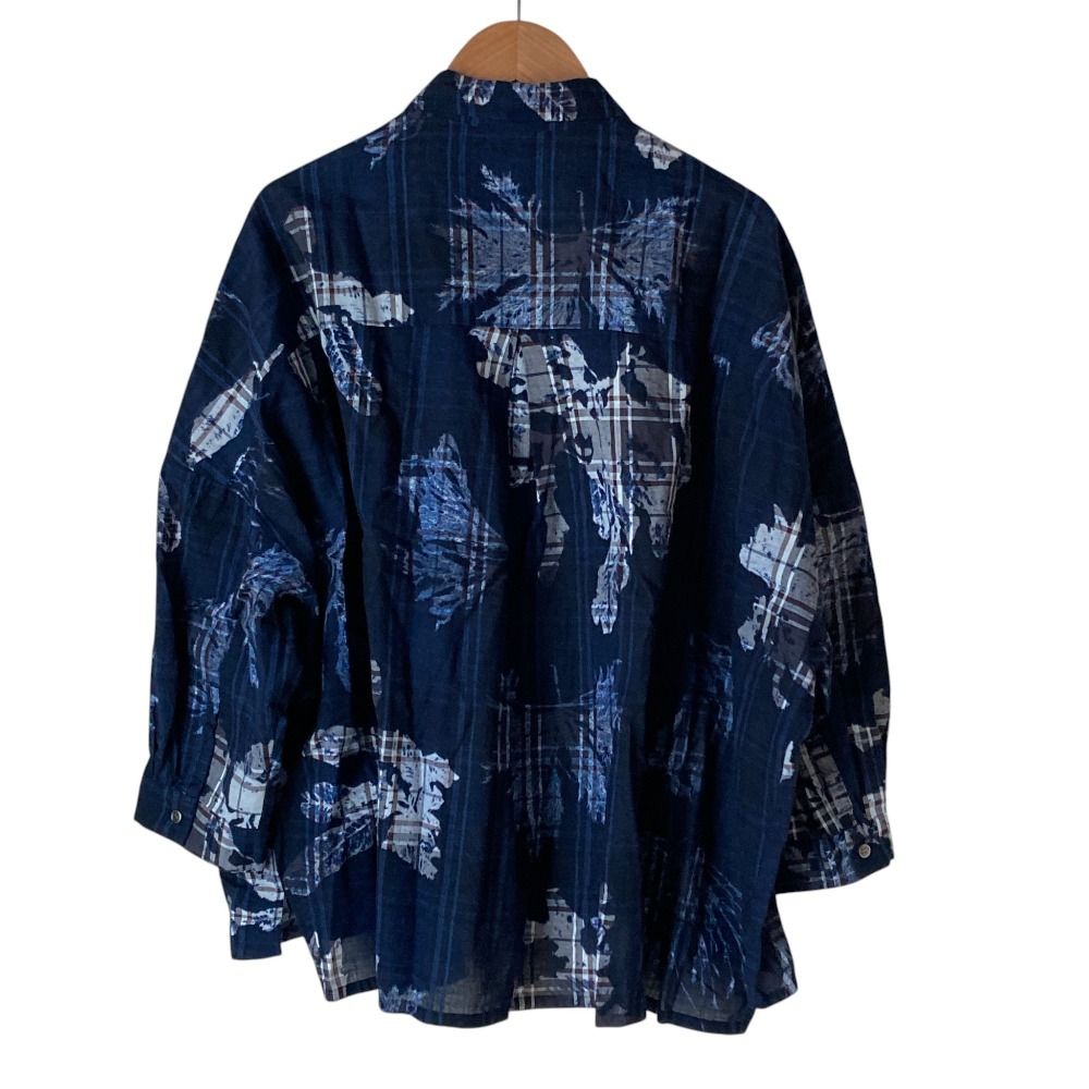 美品 pas de calais パドカレ 先染めチェック染料プリント ブラウス 