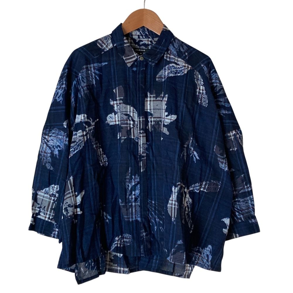 美品 pas de calais パドカレ 先染めチェック染料プリント ブラウス 