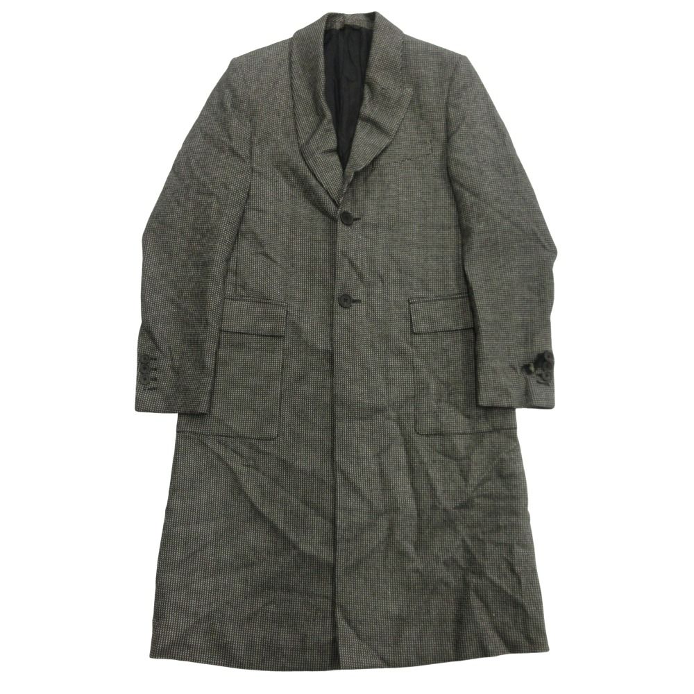 未使用 FENDI フェンディ 19aw アシンメトリー ラペル チェスター コート ジャケット ブルゾン ウール ショールカラー 46 黒 ブラック メンズ 古着 中古 USED