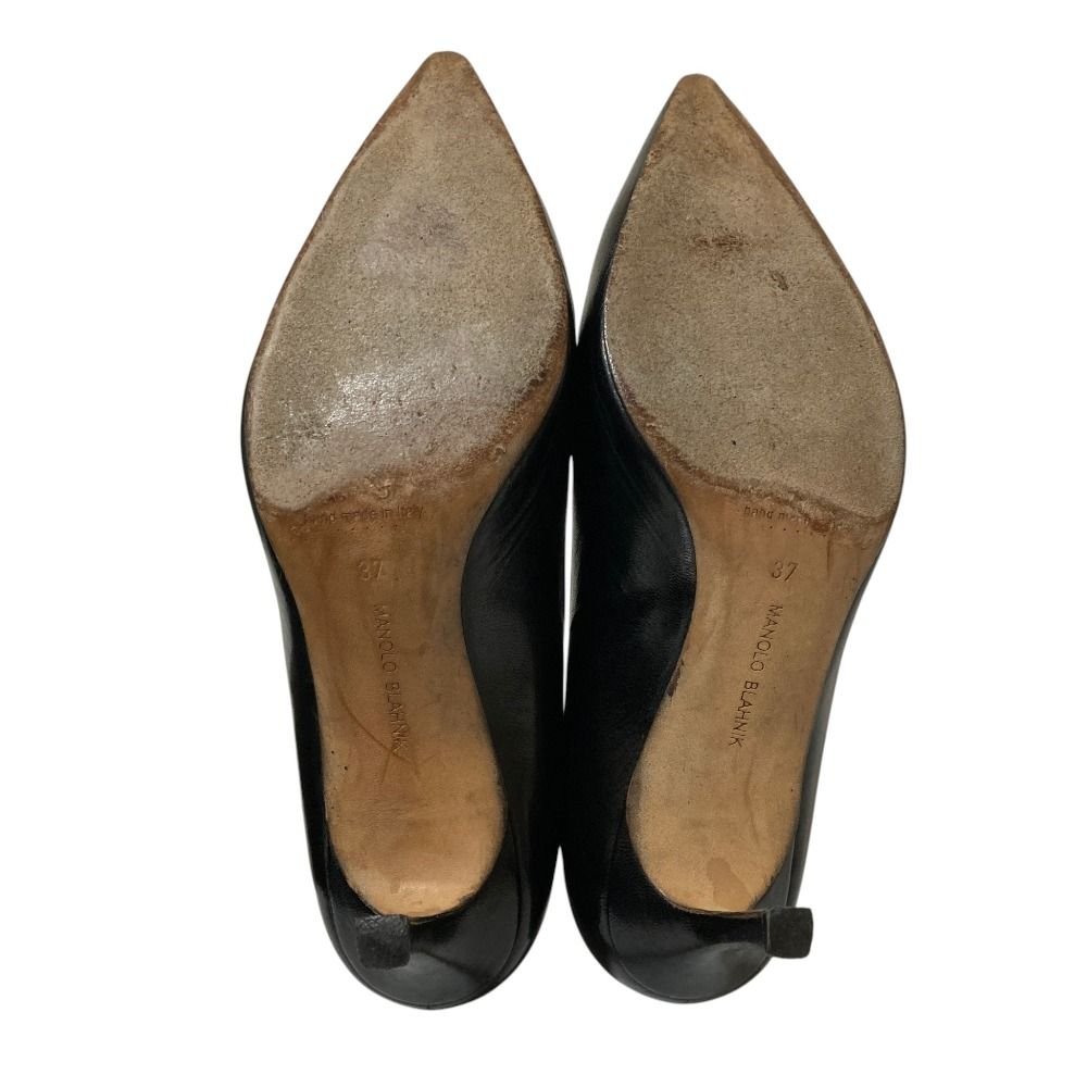 【極美品】マノロブラニク ポインテッドトゥ パンプス レザー 黒 24.5 良品 MANOLO BLAHNIK マノロブラニク ポインテッドトゥ レザー