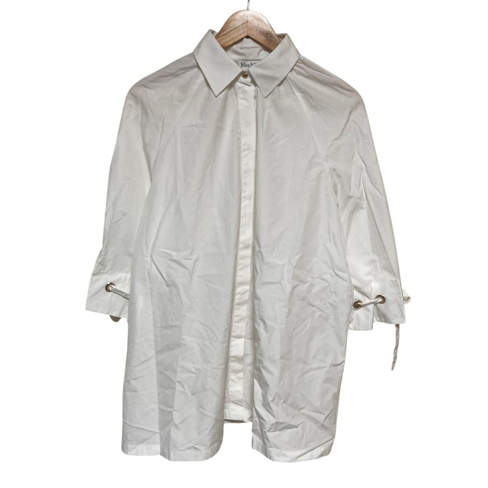 MaxMara ホワイトストライプ チュニック 40 良品 Max Mara マックスマーラ オーバーサイズ シャツ ブラウス