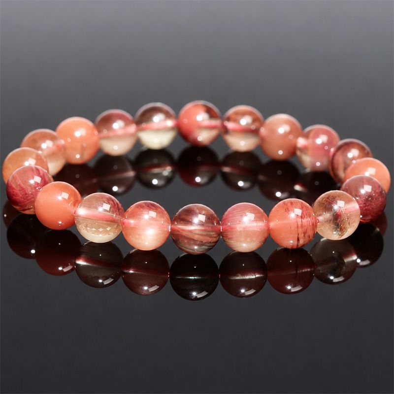 〔K2246-2〕チベット産 高品質 約9.8mm カラーチェンジ アンデシン ブレスレット フェルドスパー Andesine Feldspar
