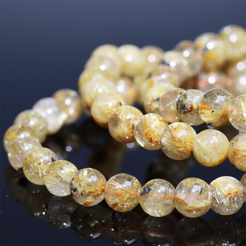 K2241〕お買い得 約6mm ルチルクォーツ ブレスレット Rutilated Quartz