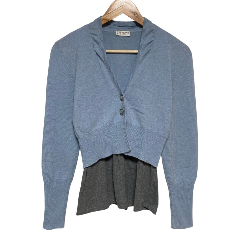 美品 Brunello Cucinelli ブルネロクチネリ カシミヤカーディガン トップス アンサンブル サイズL M ブルー レディース 古着 中古 USED