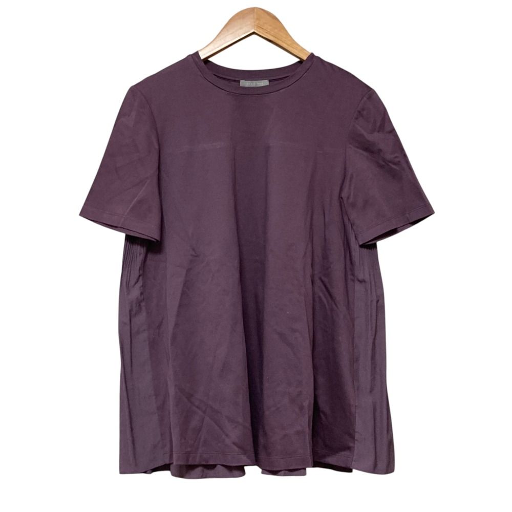 美品 24SS theory luxe セオリーリュクス BASALT CASLEY バックプリーツ ショートスリーブ カットソー サイズ38 パープル レディース 古着 中古 USED
