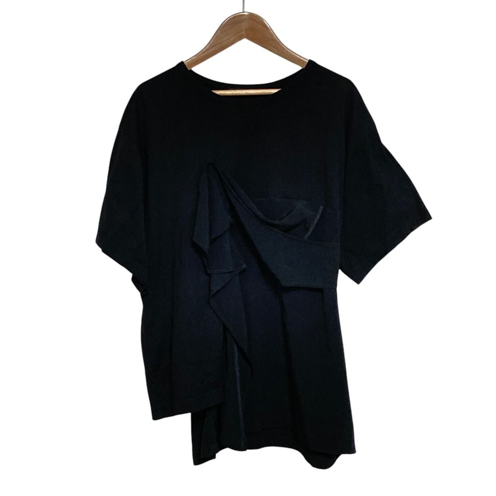 美品 Y's YOHJI YAMAMOTO ワイズ ヨウジヤマモト ショートスリーブ フリル ドッキング カットソー YG-T29-068 サイズ2 ブラック メンズ レディース 古着 中古 USED