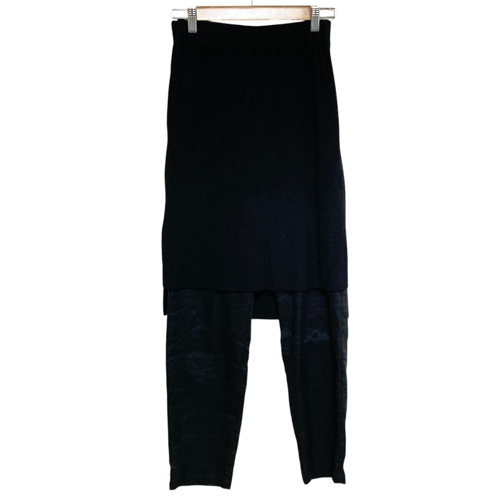 美品 RISMAT by Y's YOHJI YAMAMOTO リスマットバイワイズ ヨウジヤマモト ニットスカート レイヤードパンツ YE-P14-345 1 ブラック レディース 古着 中古 USED