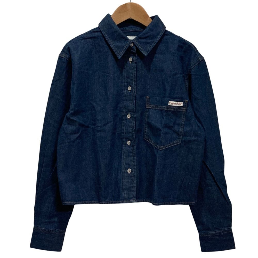 未使用 26SS Calvin Klein Jeans カルバンクラインジーンズ クロップドデニムシャツ 47F791G サイズS インディゴ レディース 古着 中古 USED