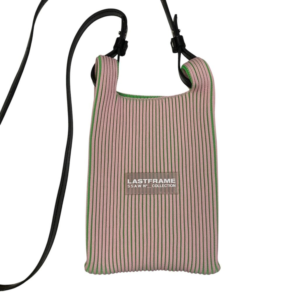 美品 LASTFRAME ラストフレーム MARKET BAG ショルダーバッグ ピンク グリーン レディース 古着 中古 USED