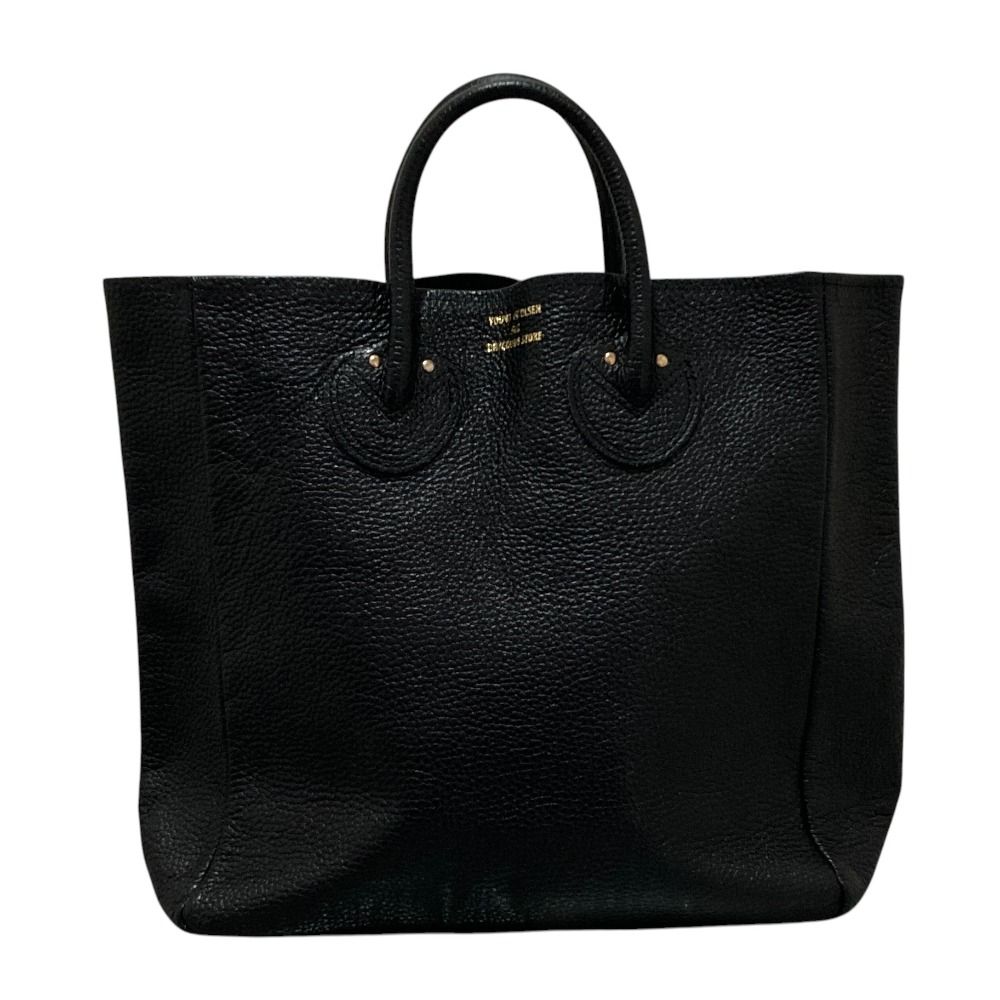 美品 YOUNG & OLSEN ヤングアンドオルセン エンボスレザー トートバッグ ブラック レディース 古着 中古 USED