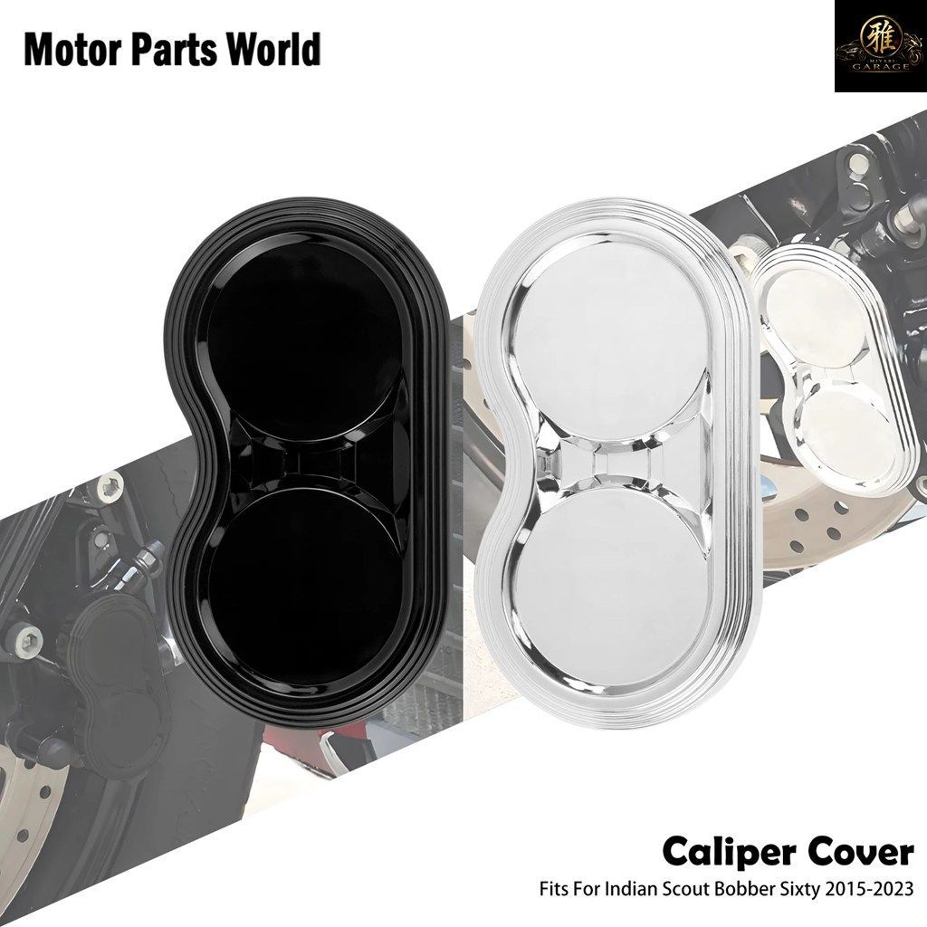ブラック/クローム モーターサイクルアクセサリー キャリパートリムカバー フロントブレーキプロテクター INDIAN SCOBBER SIXTY 2015-2023
