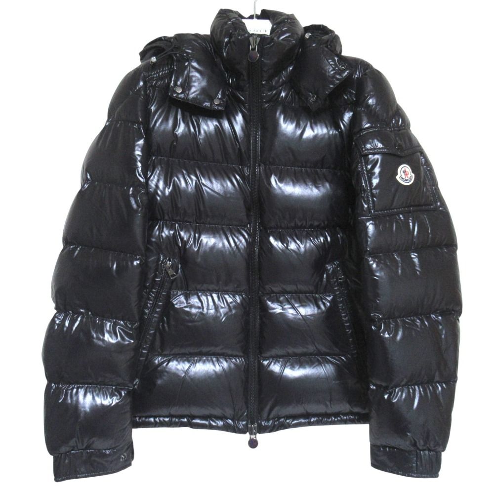 新品同様 24AW MONCLER モンクレール MAYA マヤ ジップアップ フーディー ナイロン ダウンジャケット J20911A53600 サイズ2 ブラック メンズ 古着 中古 USED