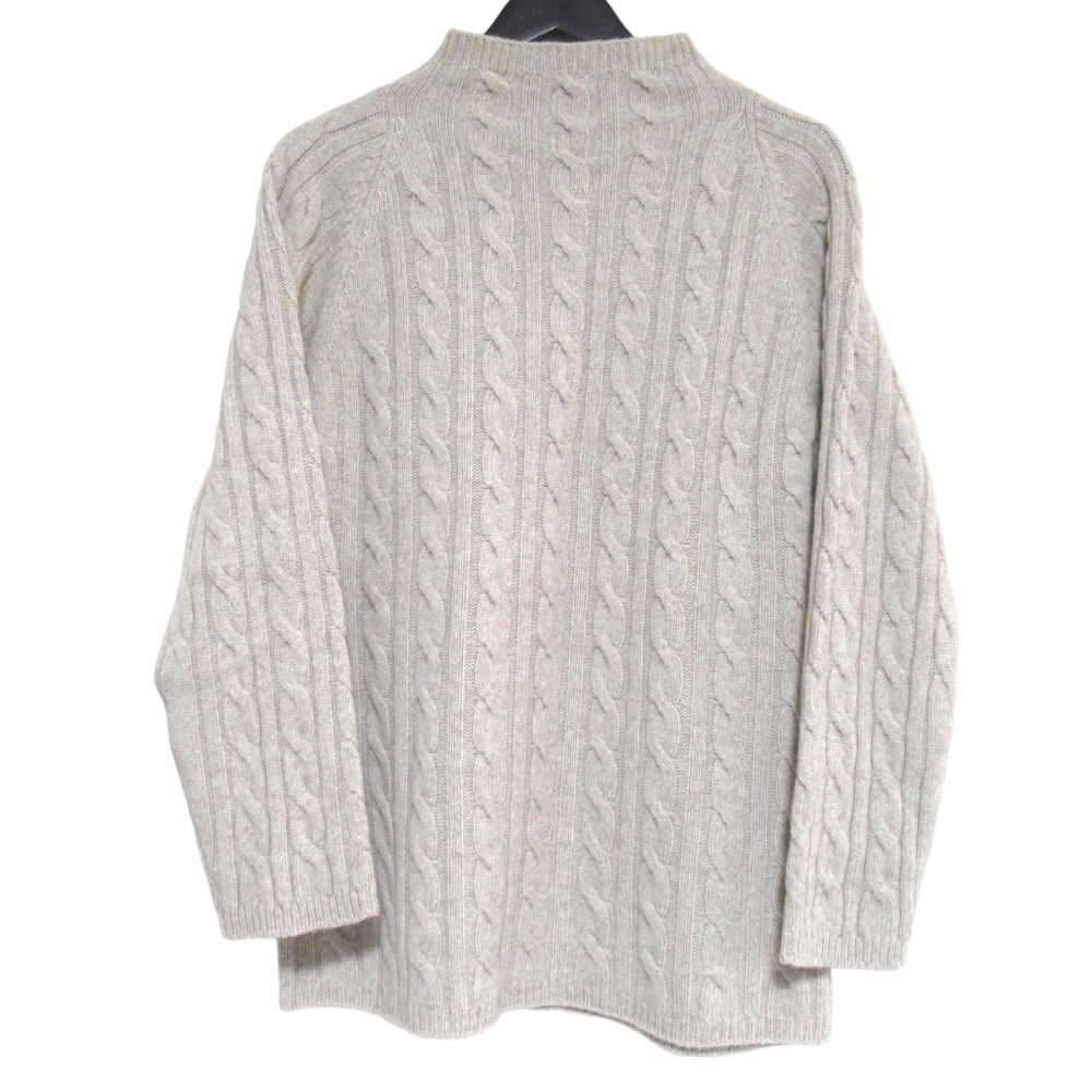 美品 Max Mara マックスマーラ ウールカシミヤ ボトルネック ケーブル ニット セーター Mサイズ ベージュ レディース 古着 中古 USED