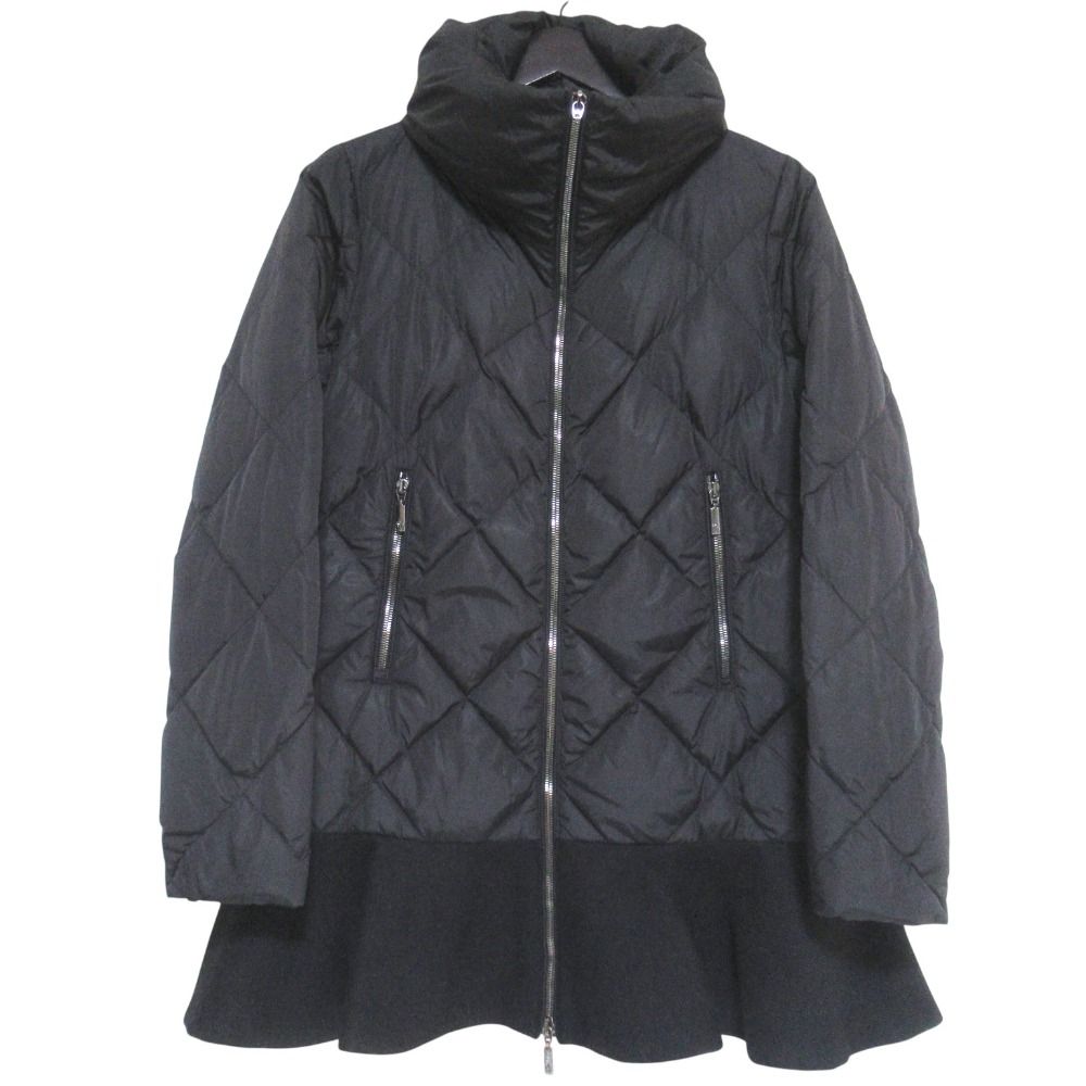 MONCLER モンクレール VOUGLANS フレアヘム キルティング ダウンコート ダウンジャケット サイズ0 ブラック レディース 古着 中古 USED